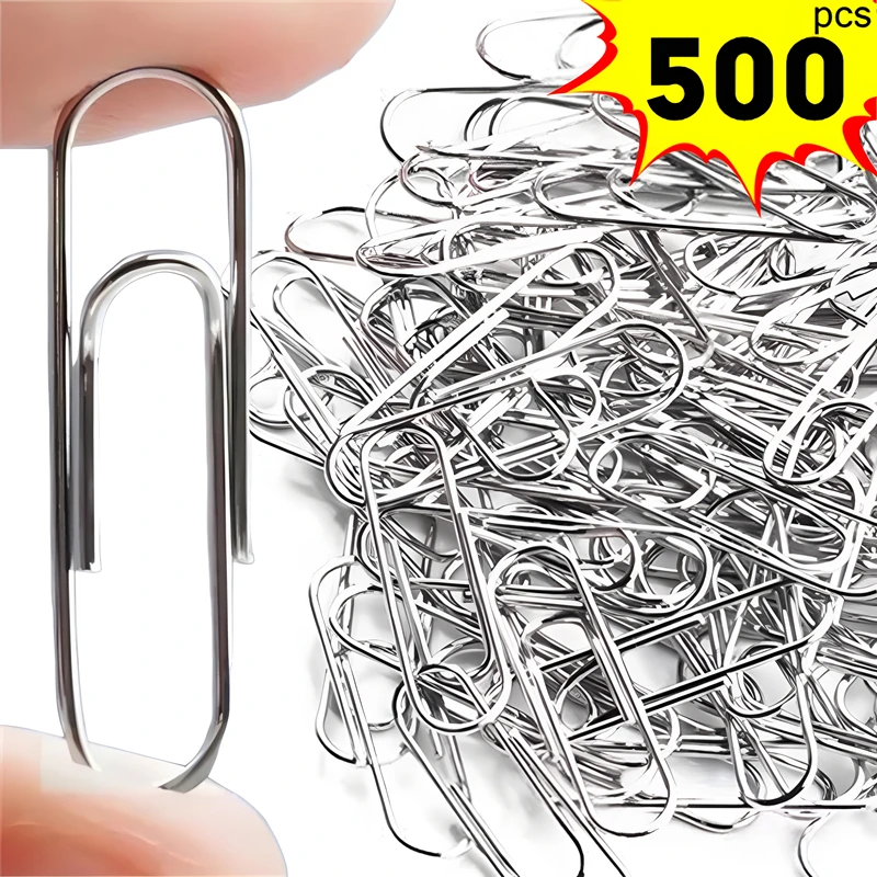 

500/300/100/50PCS Metal Office Student Paper Clips for Paperwork Stainless Steel Bookmark Paperclips Organizers School Supplies