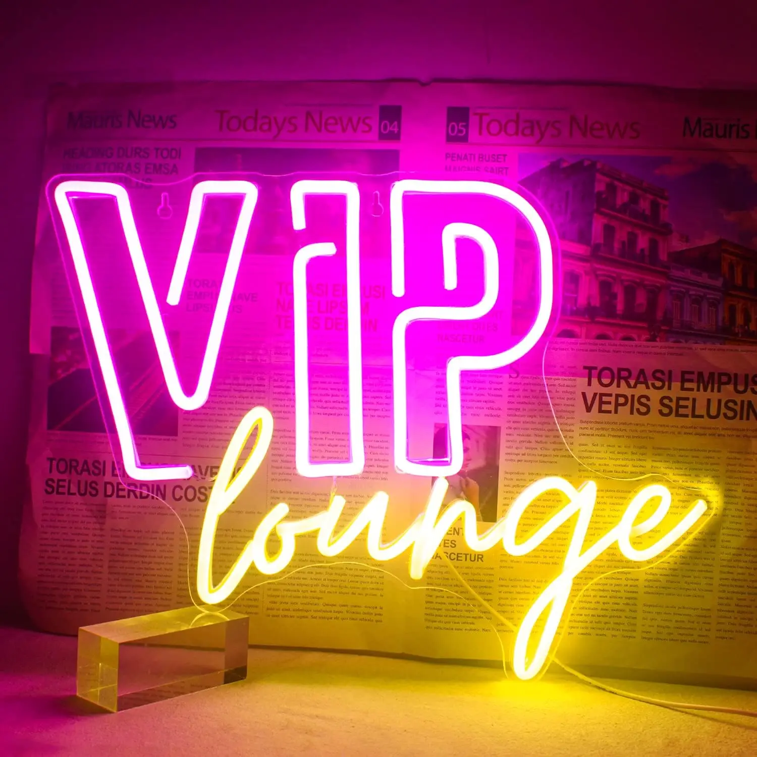 VIP Lounge Neon Sign USB Powered LED Light On/Off Switch Night Lamp Up Sign Wall Decor for Business Office Room Party Bar Hotel