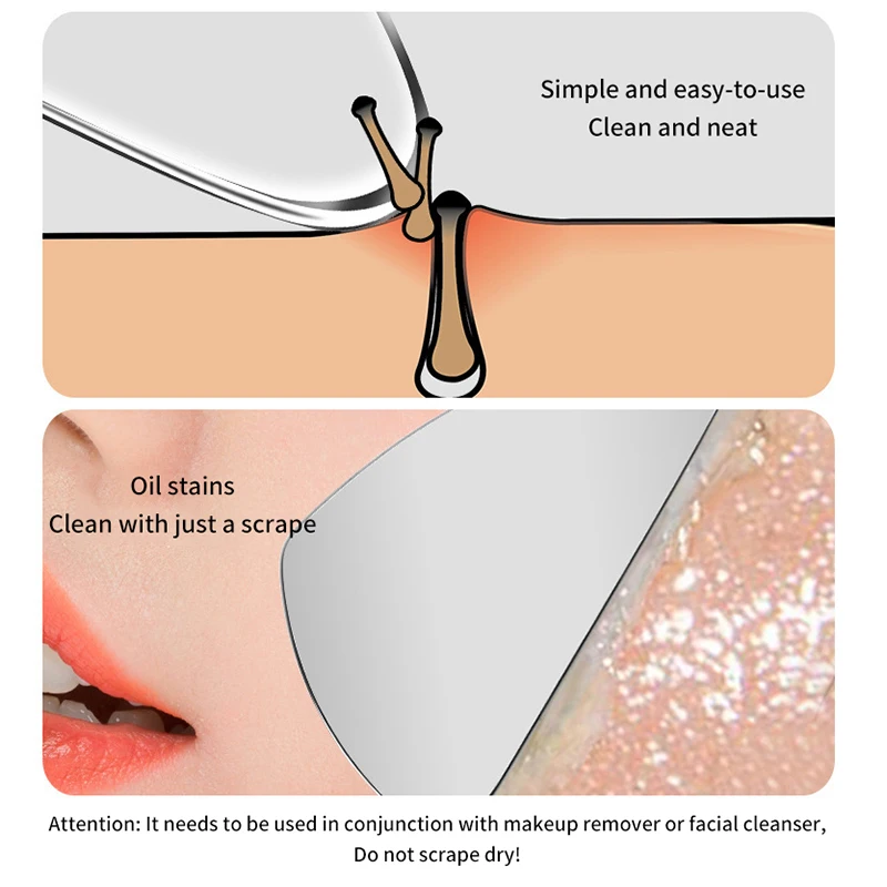 1Pcs Stainless Steel Facial Cleansing Tool – Blackhead Extractor and Gua Sha Massager for Skin Care