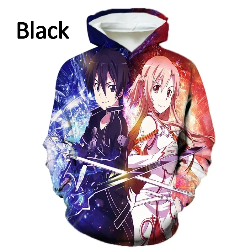 New Kirito and Yuuki Asuna Casual Long sleeved Anime 3d Printed Hoodies Fashion Men Women Harajuku Style Man Sweatshirts