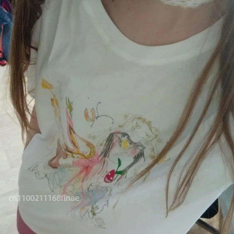 Pattern T-shirt short sleeved summer street dance top street casual hip-hop performance costume unisex