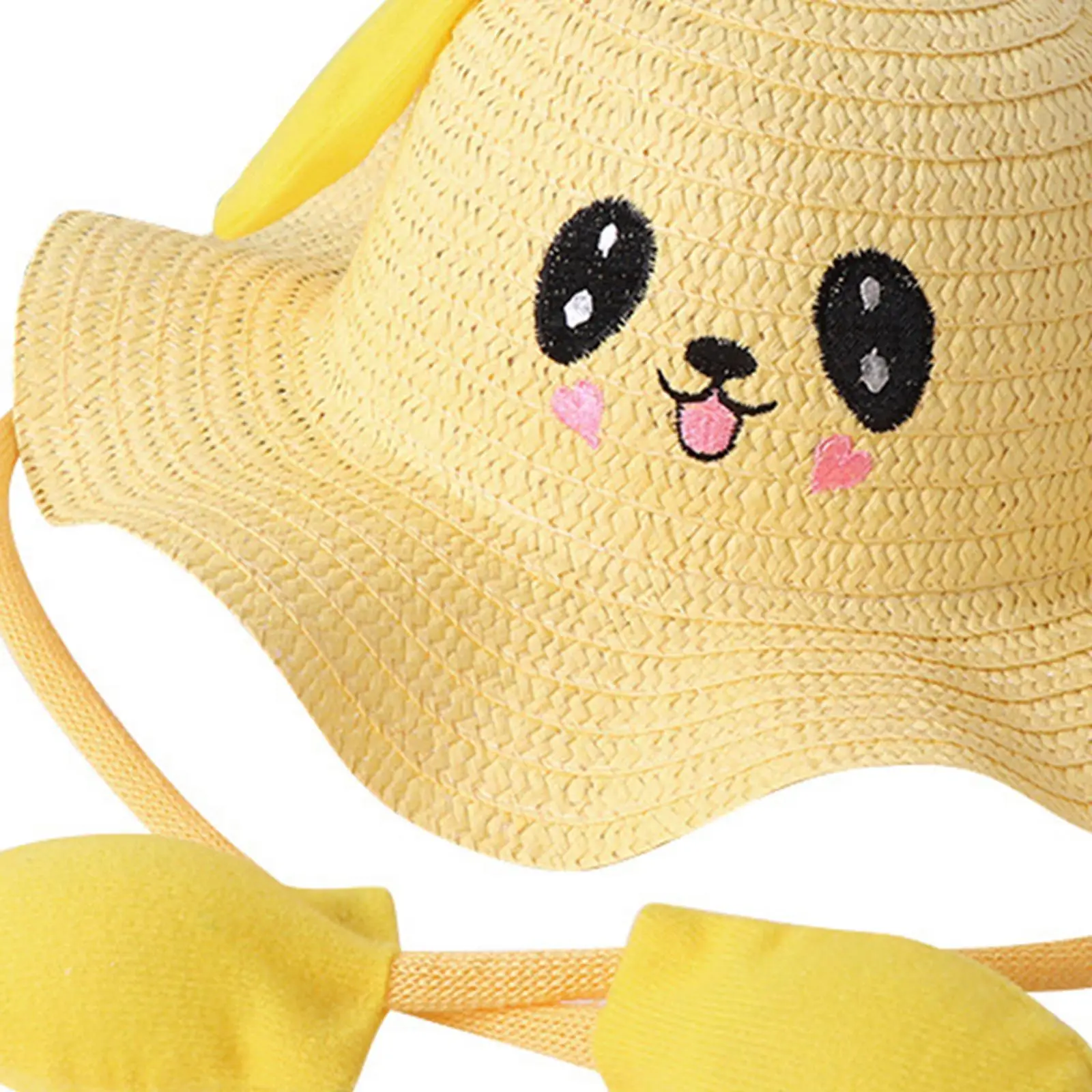 Rabbit Ear Sunshade Straw Hat with Ears Moving Jumping Pop up Portable Beach Hat for Commuting Street Festivals Parties Summer