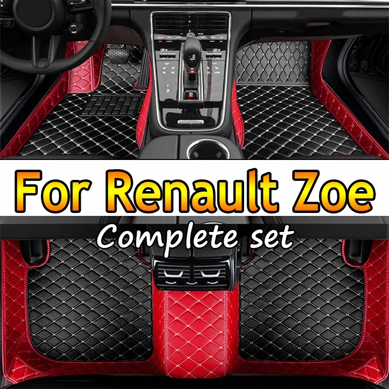 Leather Car Floor Mats For Renault Zoe E-Tech Electric 2012~2022 5seat Anti-dirt Car Carpet Floor Mat Car Accessories Interior