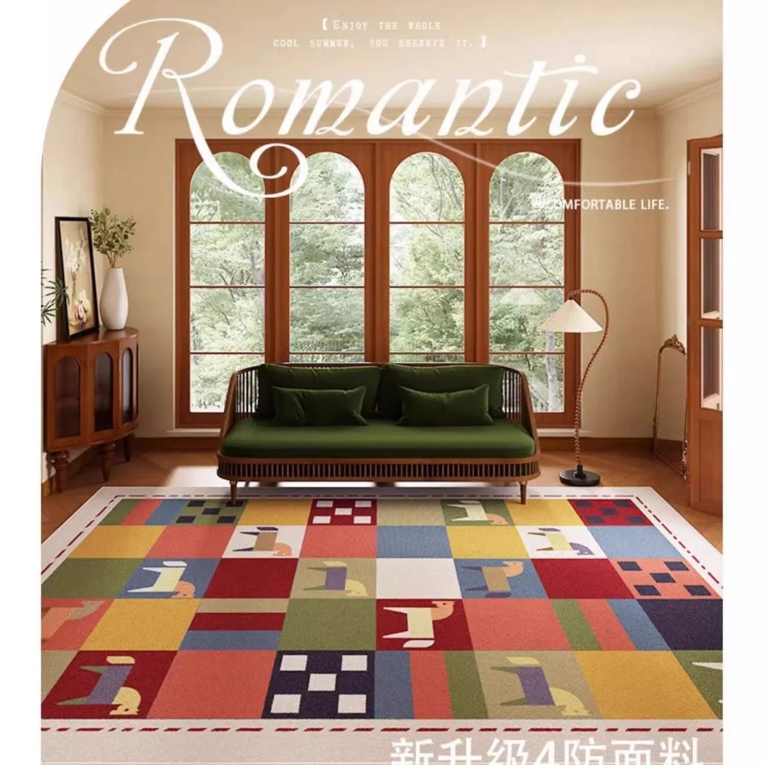 VIKAMA Light Luxury Small Fresh Crystal Velvet Carpet Living Room Sofa Coffee Table Bedroom Easy To Care Carpet Home Decoration view 3