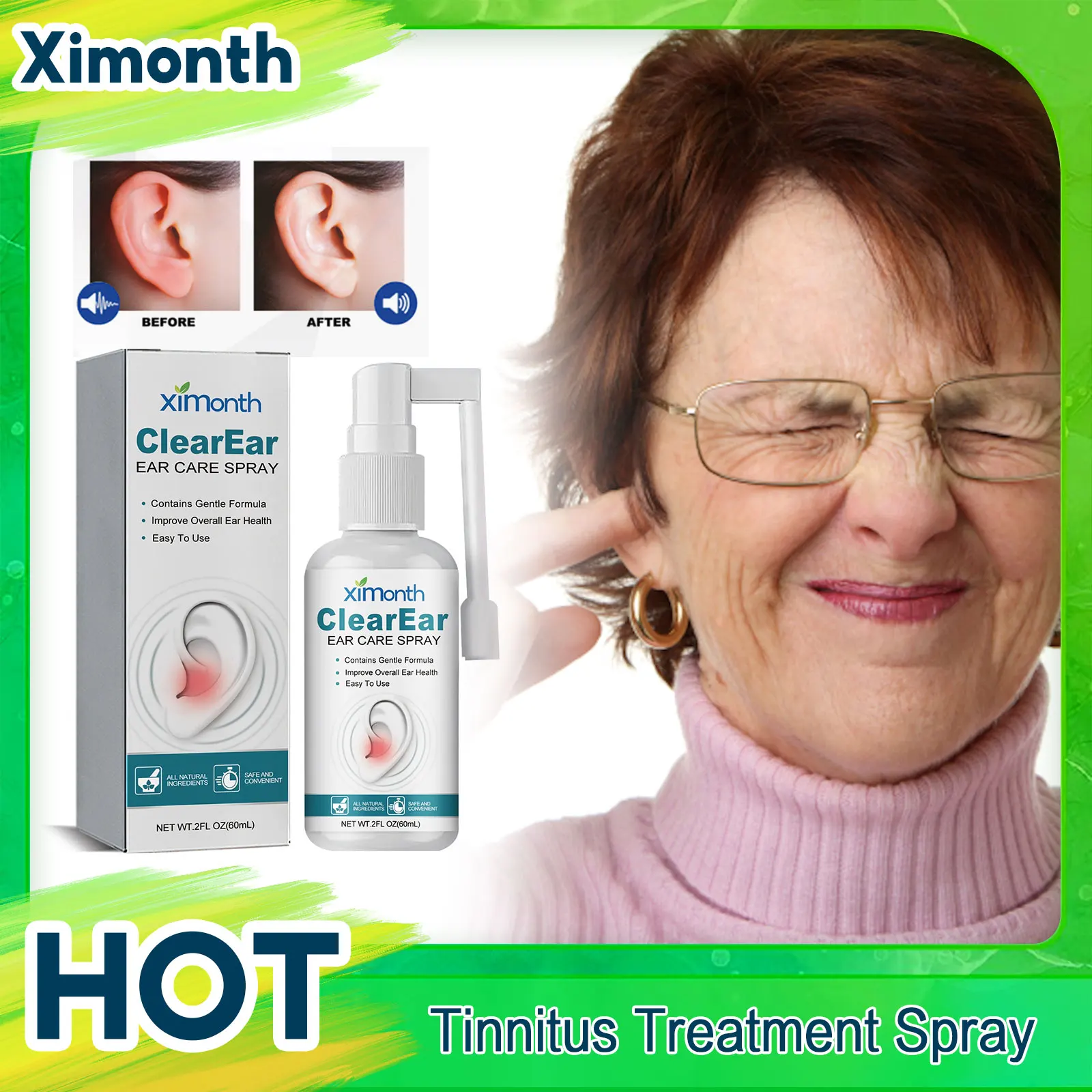 

Tinnitus Relief Liquid Prevent Ear Ringing Alleviate Deafness Earache Treatment Improve Listen Otitis Media Cure Ear Wax Spray