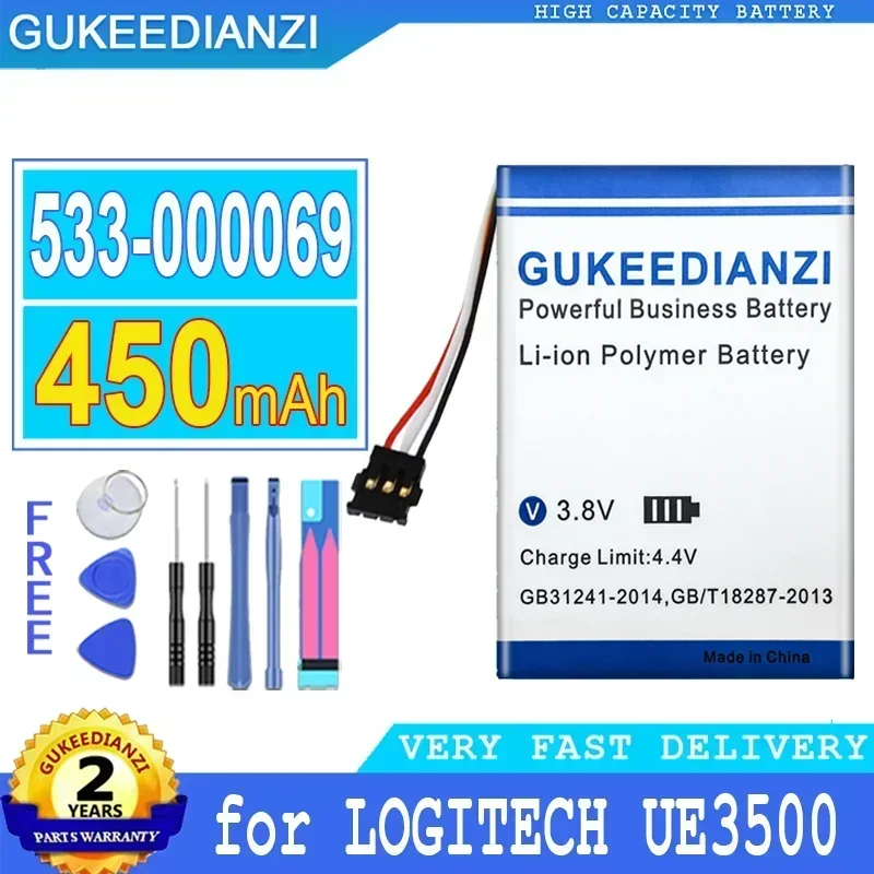 450mAh Earphone Battery for LOGITECH UE3500 UE4500 UE3100 Earphone Polymer, 533-000069