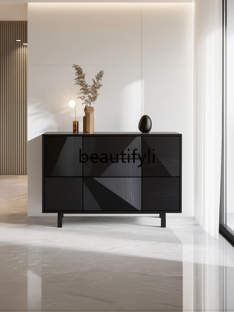 

Minimalist solid wood porch cabinet Home living room decoration Bedroom locker Antique ash wood storage cabinet