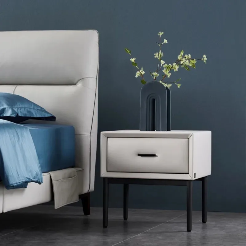 Luxury single painting rectangular bedside table, smart simple bedside table for hotel use