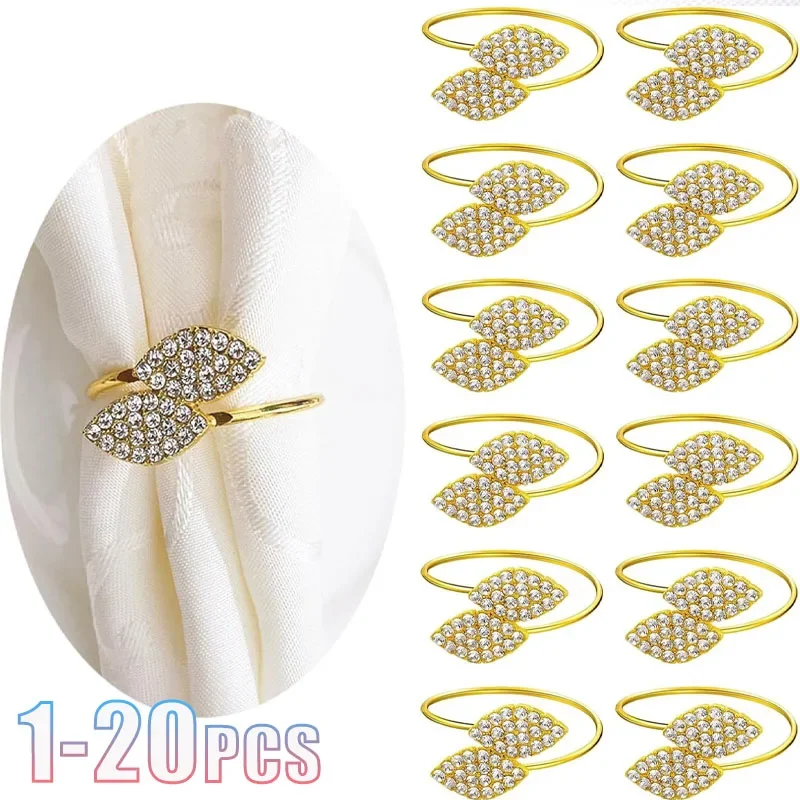 1-20PCS Two Leaf Clover Shape Napkin Rings DIY Wedding Party Hotel Banquet Table Napkin Holder Decoration Accessory Rustic