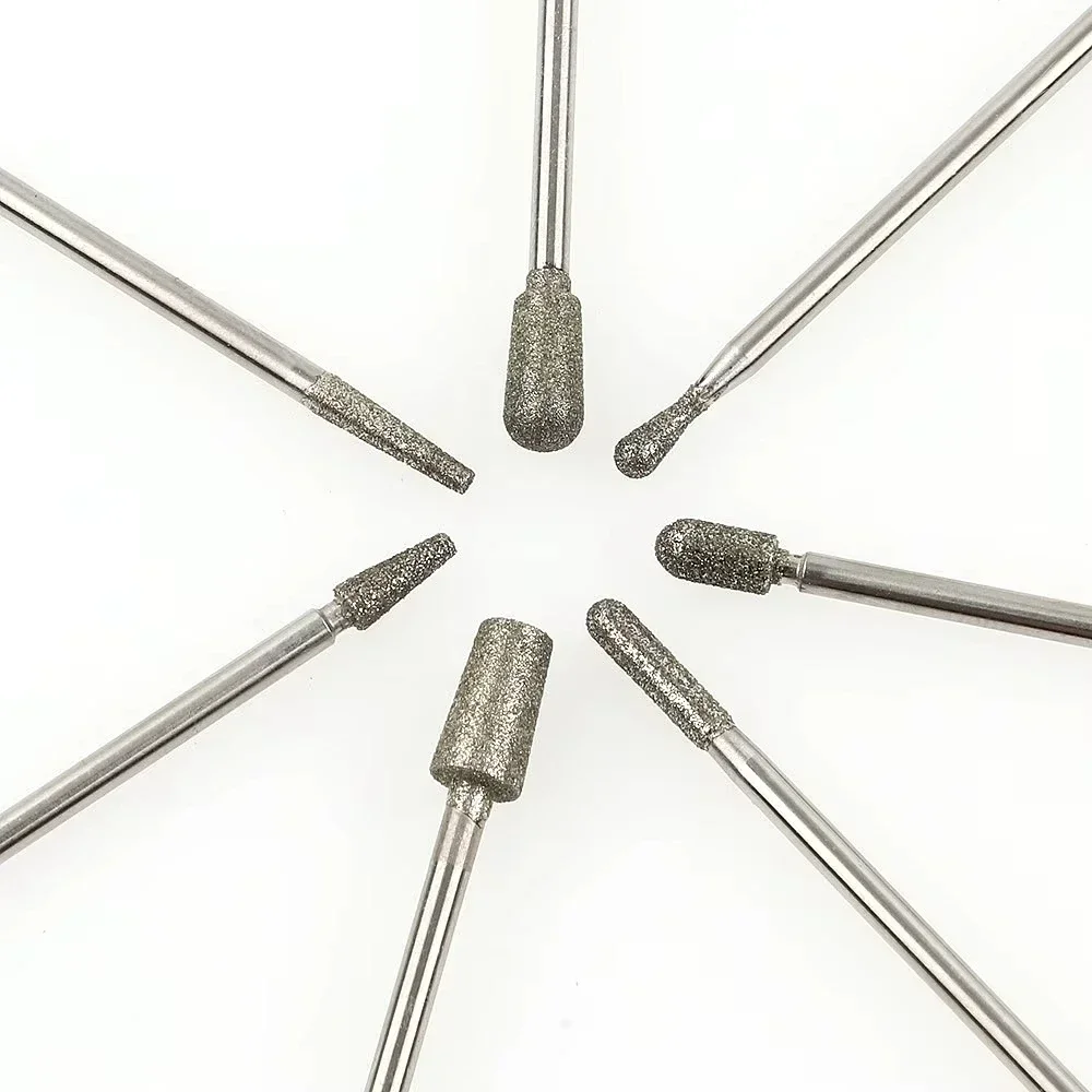 Diamond Grinding Burr Bit Set， Rotary Tool Accessories Stone Carving Set， Shank for Stone Ceramic Glass Carving, Grinding