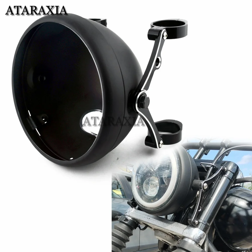 

Motorcycle Vintage 7" LED Headlight Mounting Bucket 7 Inch Light Shell Deep Housing CNC Bracket for Cafe Racer