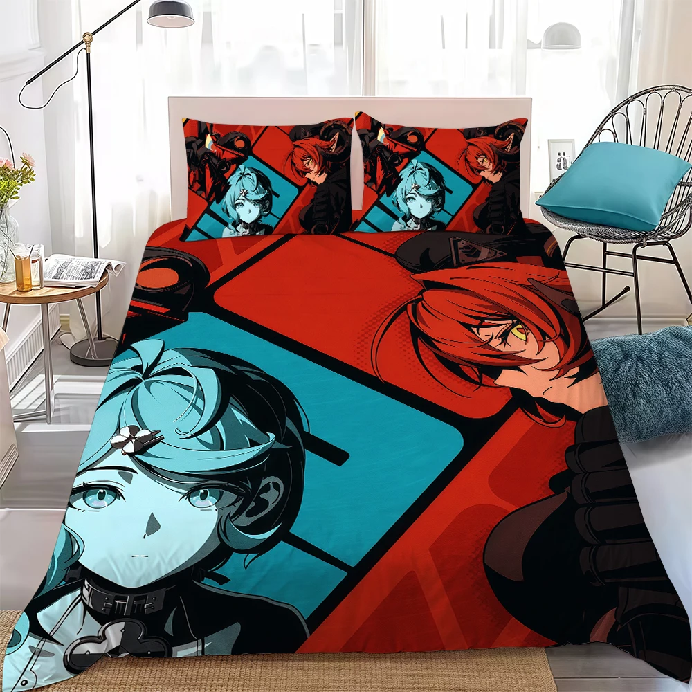 طقم غطاء لحاف من Magus Zenless Zone Zero سرير قطني ناعم الغسيل مكون من 3 قطع صيفي مريح للطلاب عنبر منزلي للأطفال