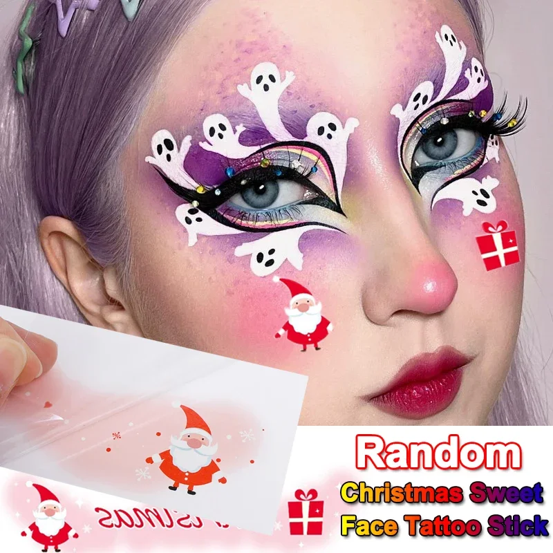 Christmas Sweet Face Tattoo Stick Friendly  No Irritation Disposable Cute Blusher Love Decorative Stickers Waterproof Tattoos