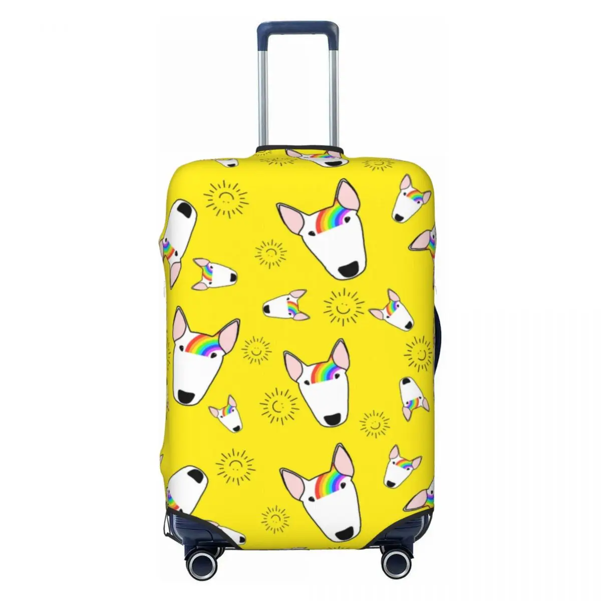 

Custom Rainbow Bullies Luggage Cover Protector Cute Funny Bull Terrier Dog Travel Suitcase Covers for 18-32 Inch