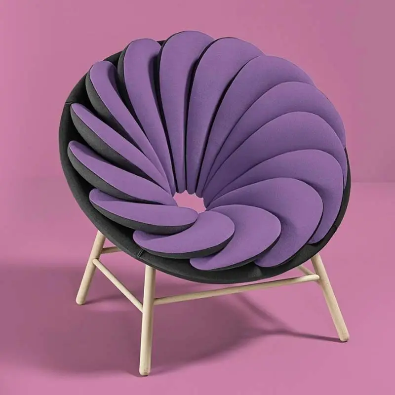 Nordic light luxury simple fiberglass sunflower petal leisure chair model house villa balcony round lazy sofa