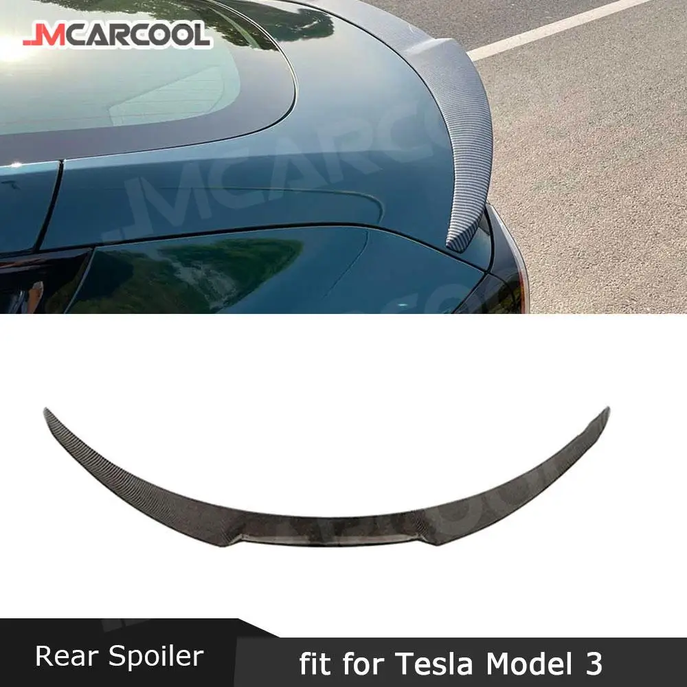

JMCARCOOL Rear Trunk Duck Spoiler Wing for Tesla Model 3 ABS Carbon Look/Gloss Black Rear Spoiler Boot Duck Wings