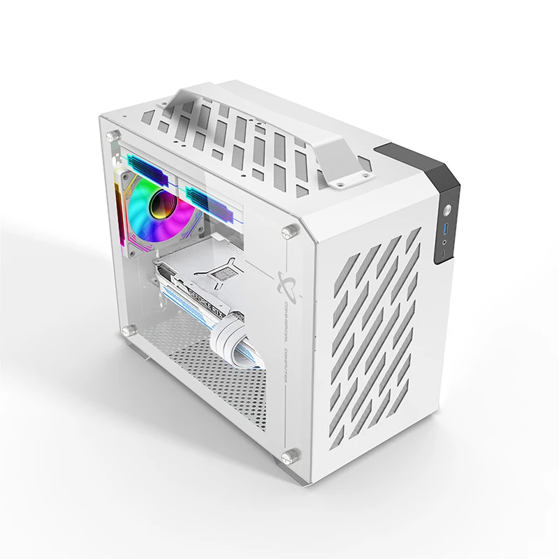 X-GAMERX X200 Portable Mini Desktop Case MATX Laptop Compact Design with Side-Lit Feature Compatible 240 Water Cooling System