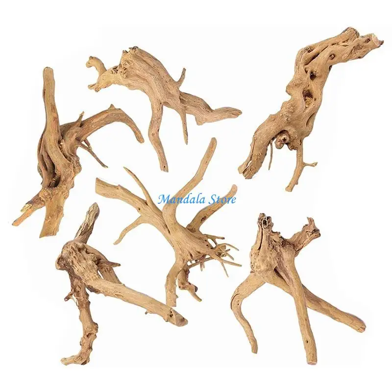 

U2JC Aquarium Driftwood Decoration Fish for Tank Natural Log Hideout 6-Piece Set 4-6i