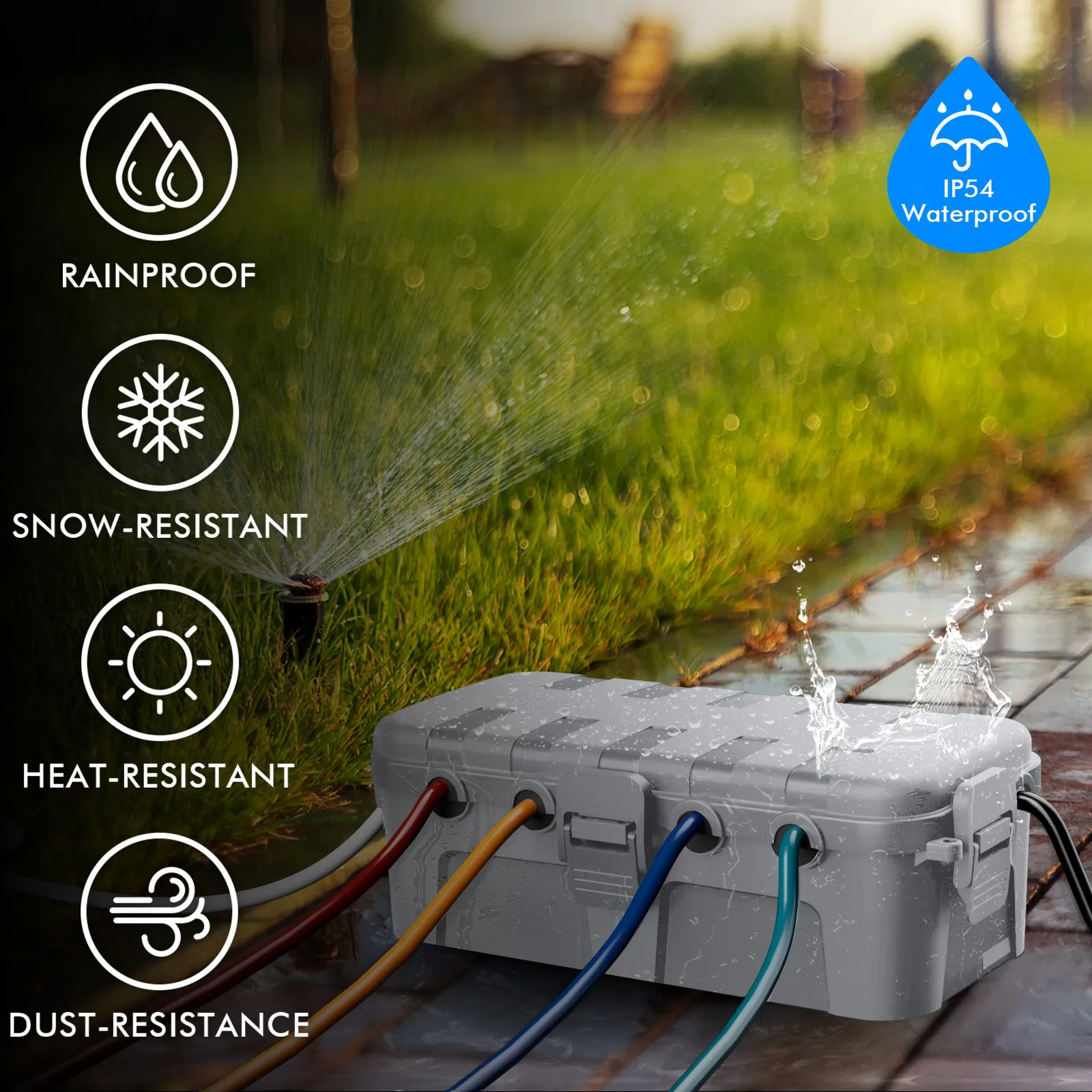 Outdoor Power Strip With Cover - صندوق كهربائي خارجي مقاوم للعوامل الجوية