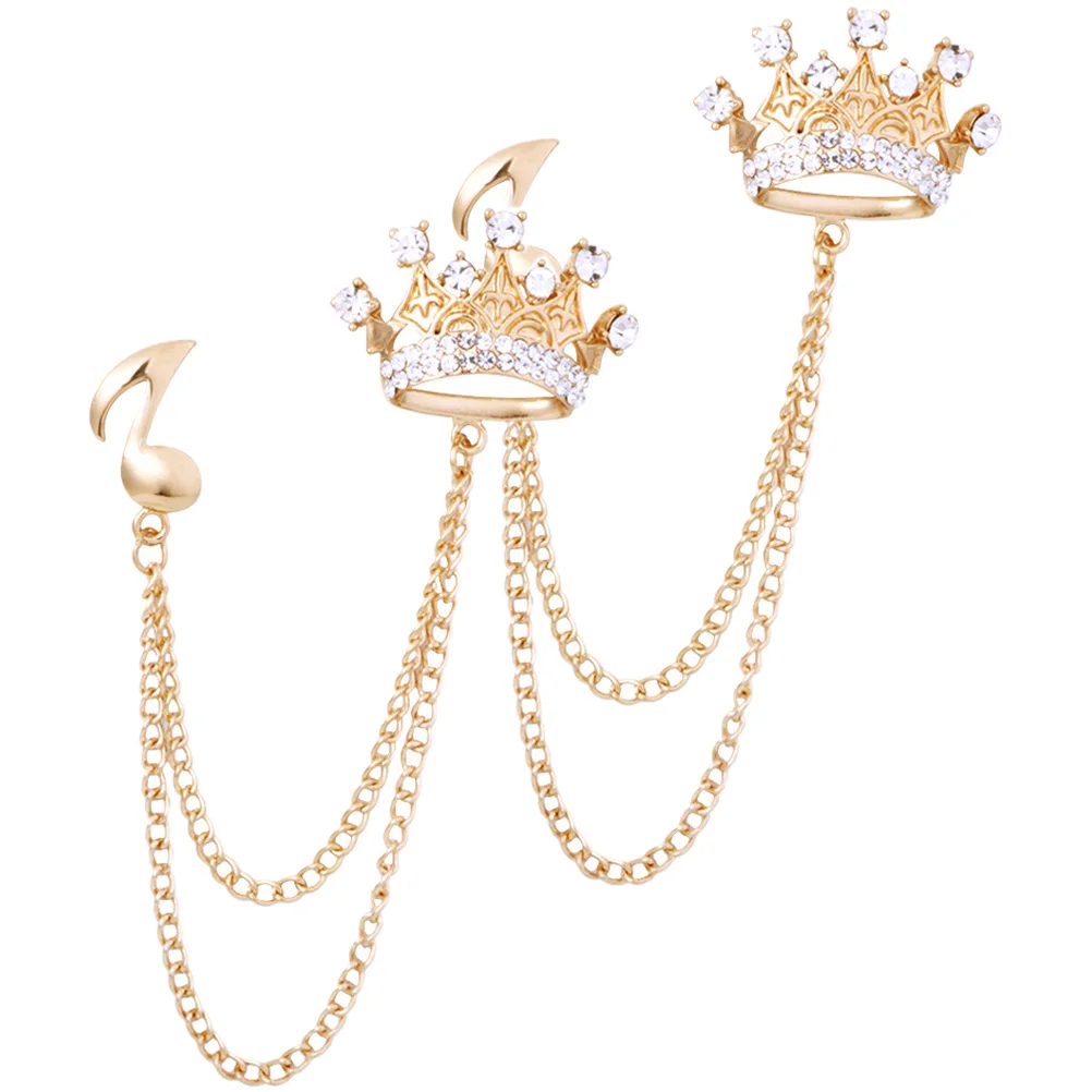 

2Pcs Brooch Accessories Fringe Chain Pin Premium Metal Lapel Collar Clip for Men Women Suit Scarf Cardigan Decoration Gift