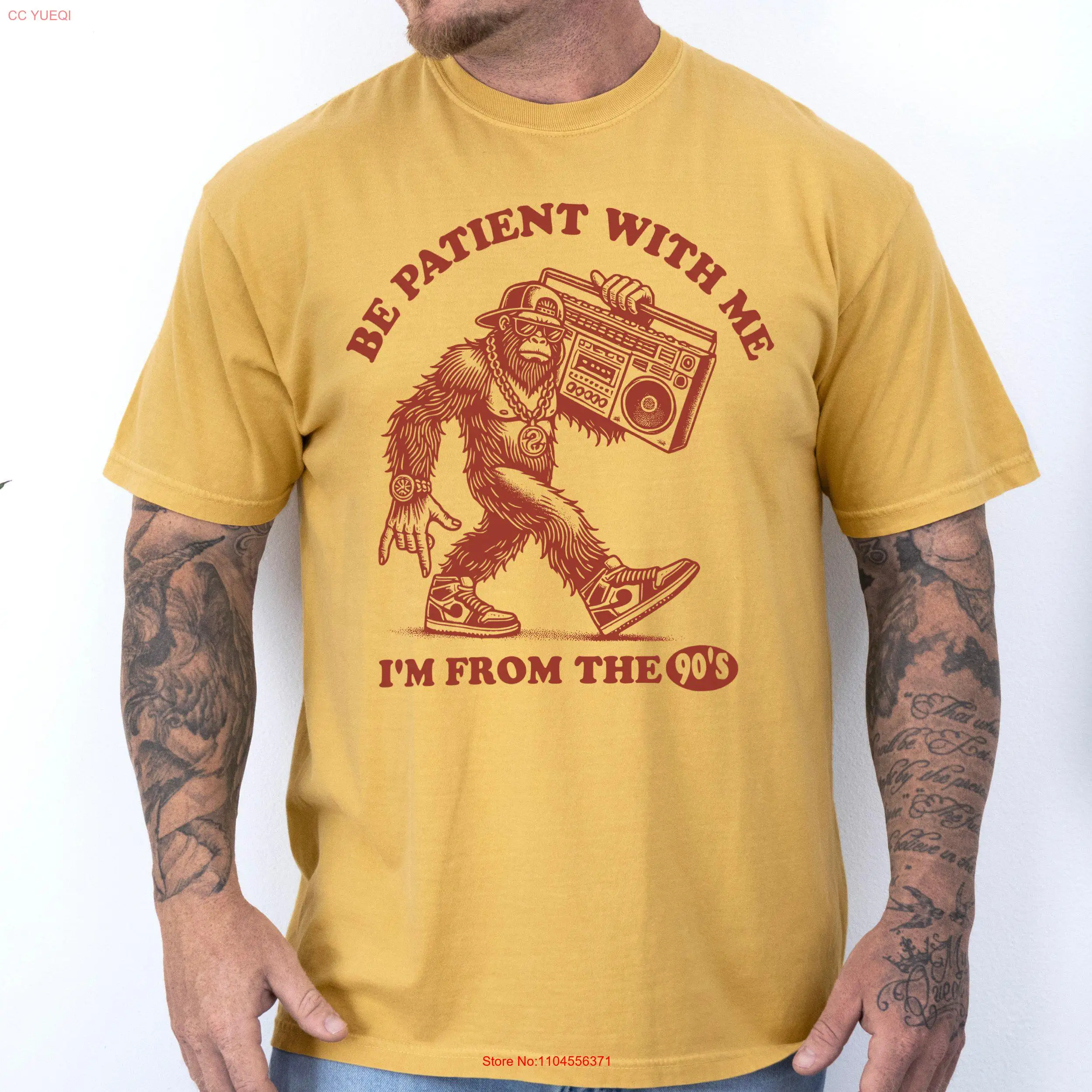 

Be Patient With Me I'm From the 90's T Shirt Retro Bigfoot Funny Vintage Design Cool Sasquatch for Lovers