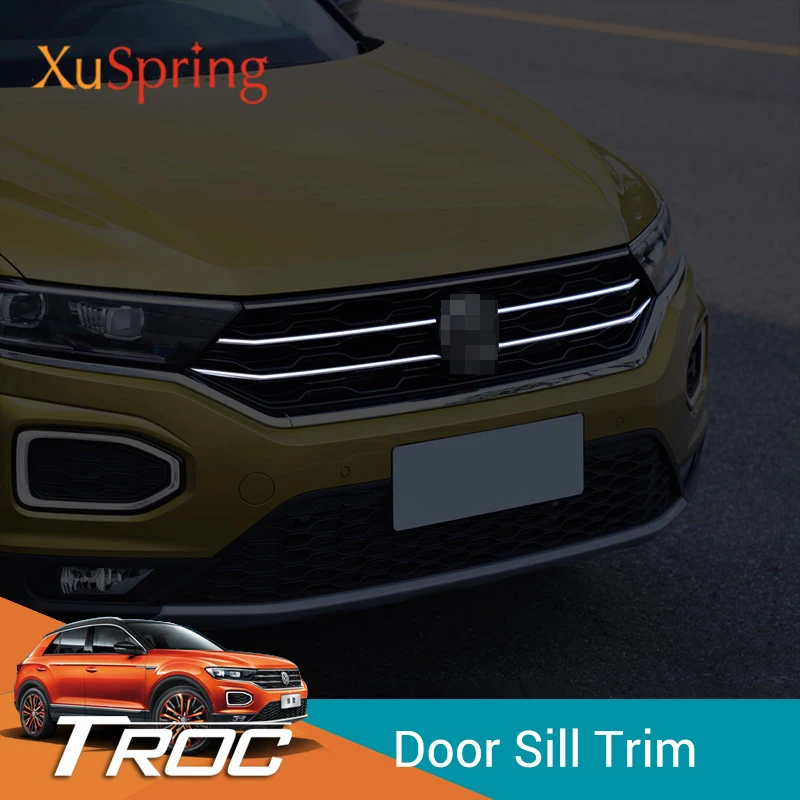 

Car Front Hood Middle Billet Grille Mesh Horizontal Trim Cover Accessories Styling For Volkswagen T-Roc 2017 2018 2019 2020 2021