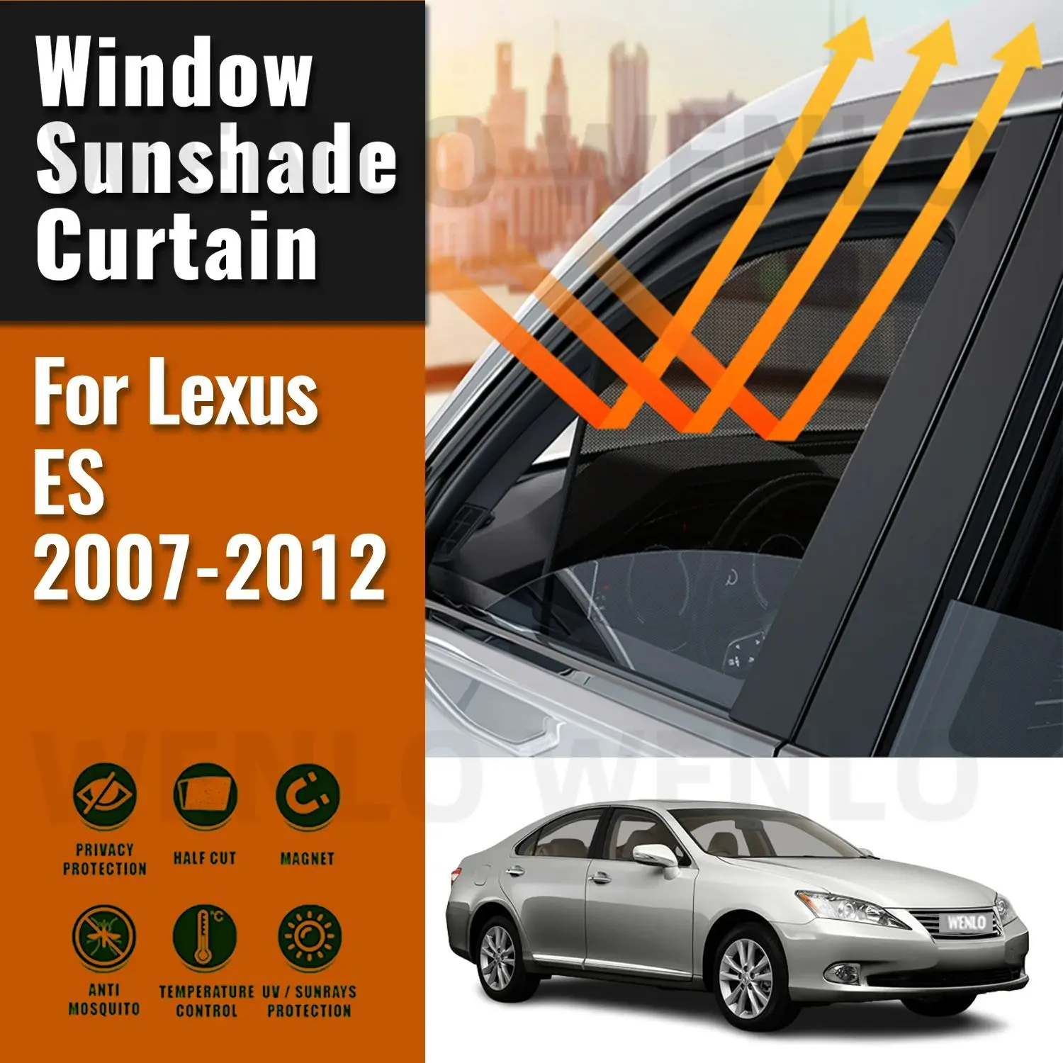 

For Lexus ES 2007-2012 ES350 ES300 ES240 Magnetic Car Sunshade Front Rear Windshield Frame Curtain Side Window Sun Shade