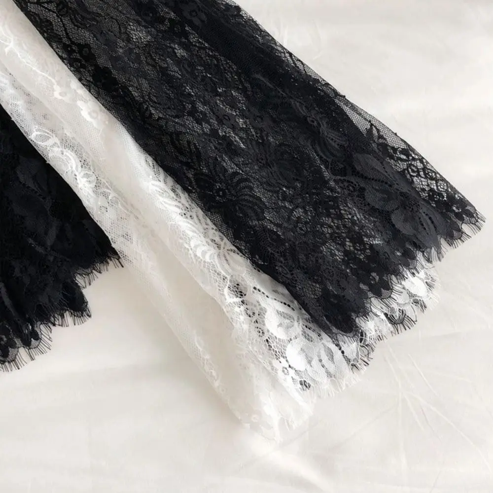 Fashion Thin Ice Silk Long Skirt Lace Mesh Flower Midi Skirt High Waist Elastic Pure Color Basic Underskirt Women