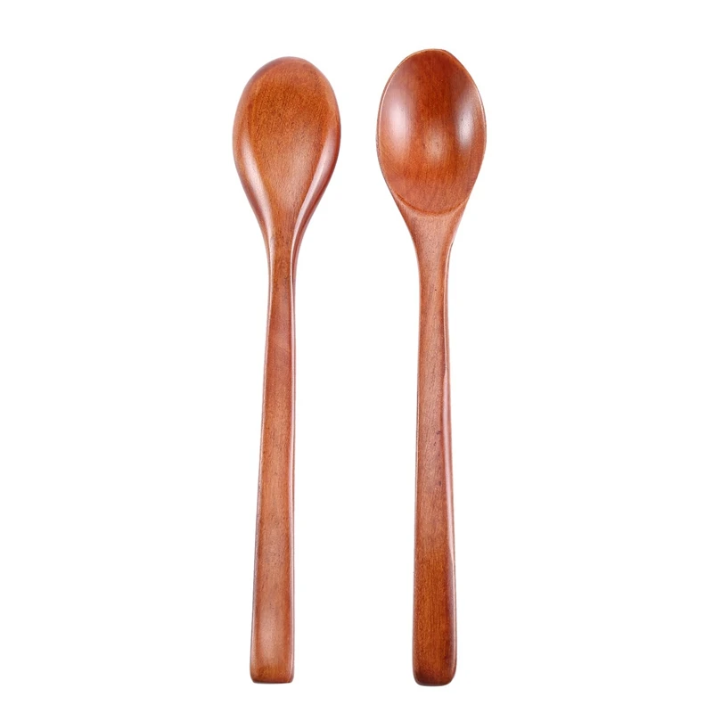 Wooden Spoons, 48 Pieces Wood Soup Spoons For Eating Mixing Stirring, Long Handle Spoon Kitchen Utensil