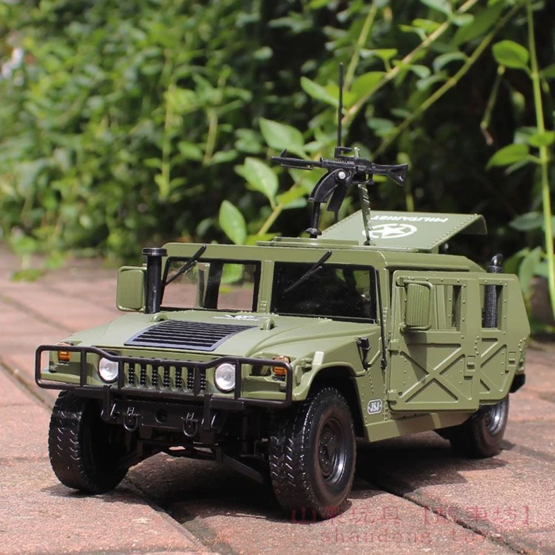 Modèle de Voiture Blindée en Alliage Militaire pour Enfant, 1:18, Hummer H1, VPN Version Verde, Simulation de Véhicules Tout-Terrain en Métal,