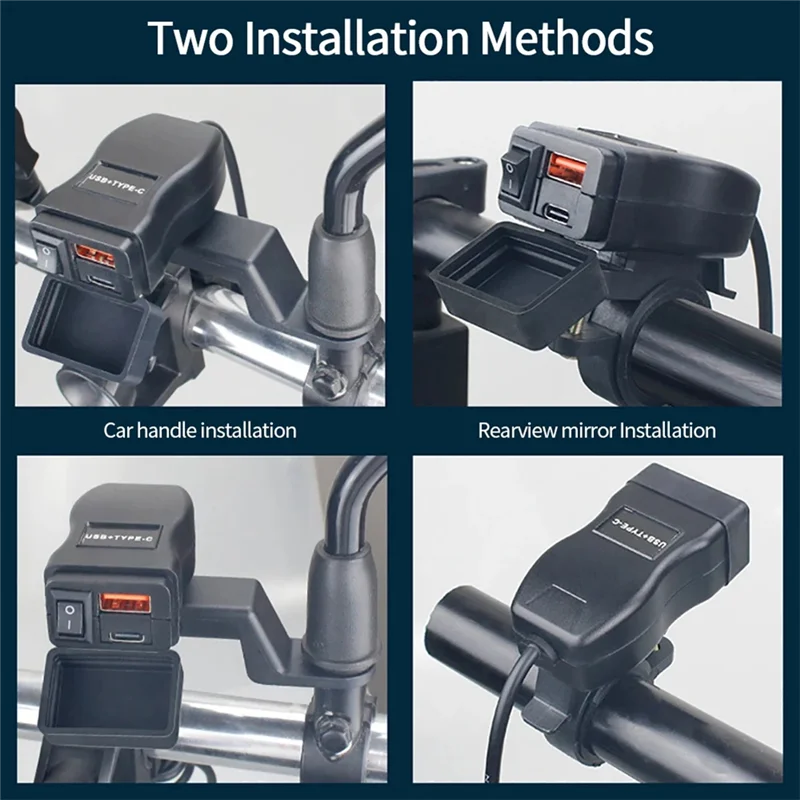 

Универсальное мотоциклетное зарядное устройство USB + Type-C QC3.0, руль, водонепроницаемая розетка для быстрой зарядки