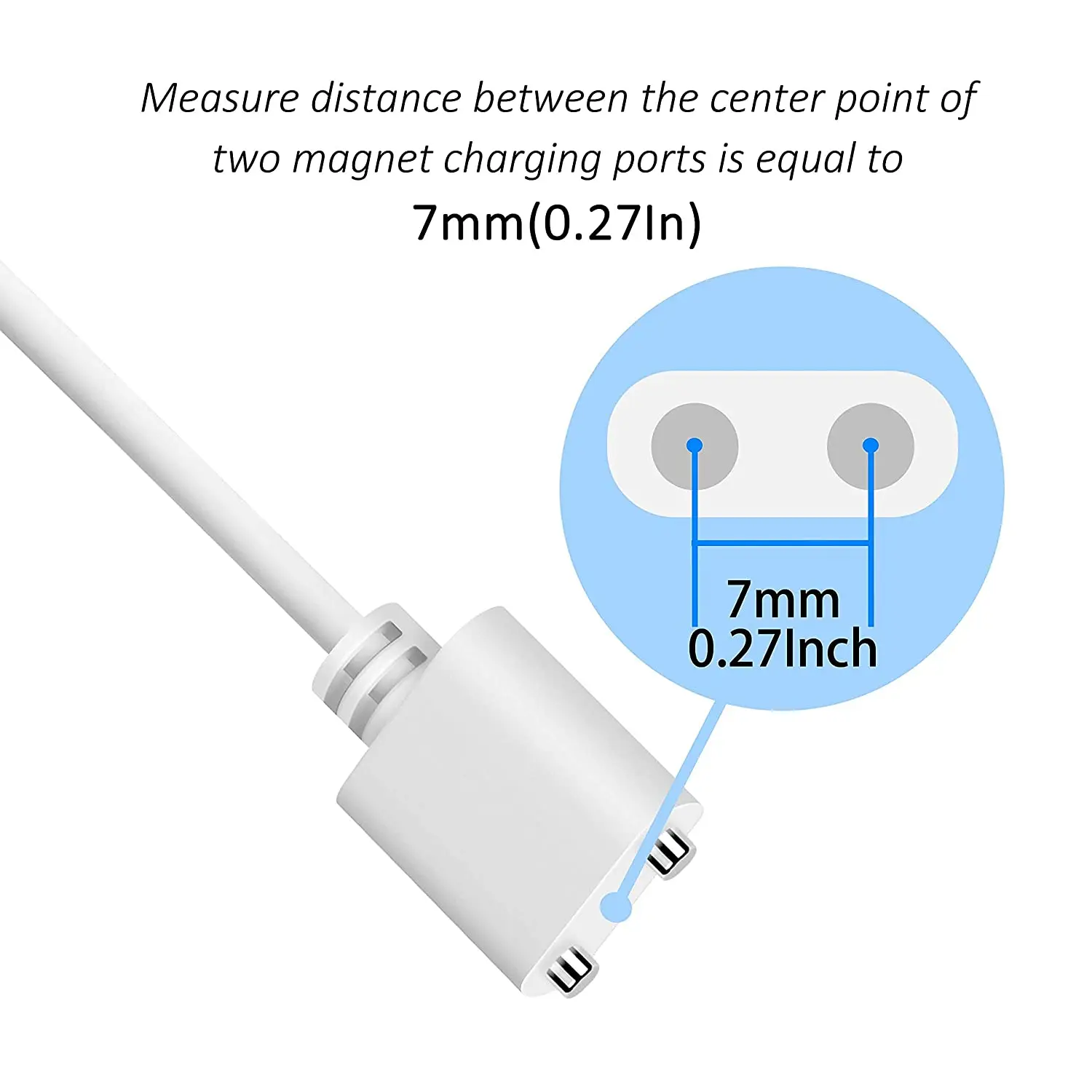 2.6Ft Magnetic USB DC Charger Cable Replacement Charging Cord-(7mm/0.27in)