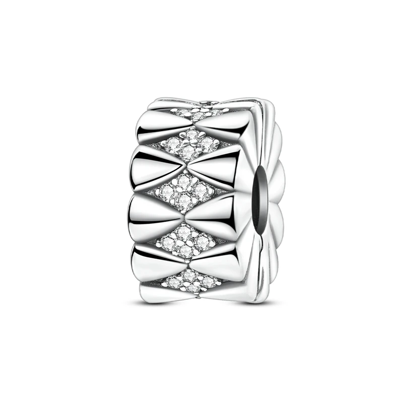 

925 Sterling Silver Simple Bow Tie Fixing Clip Charms Bead Fit 3mm Original Bracelet DIY Women Exquisite Birthday Jewelry Gifts