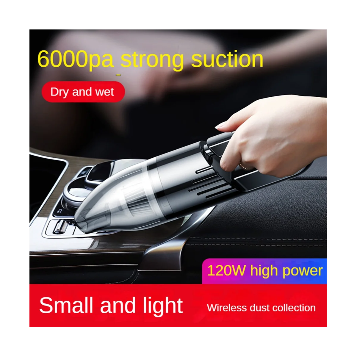 Portable Car Vacuum Cleaner Strong Suction 6000PA Vacuum Cleaner Mini Handheld Cleaning for Home Desktop Office 6000 PA