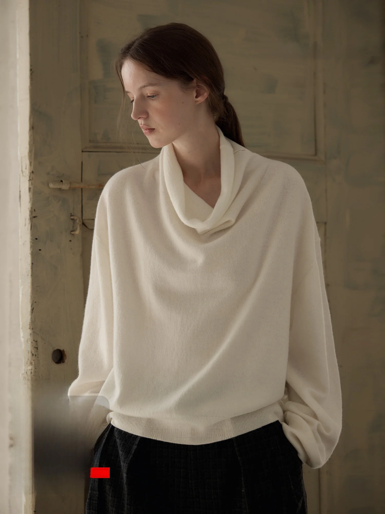 

Вязаный свитер Ele Long Sve из мягкой шерсти с эффектом перекладывания, коллекция Nice People 2025AW, свободный крой, женская мода