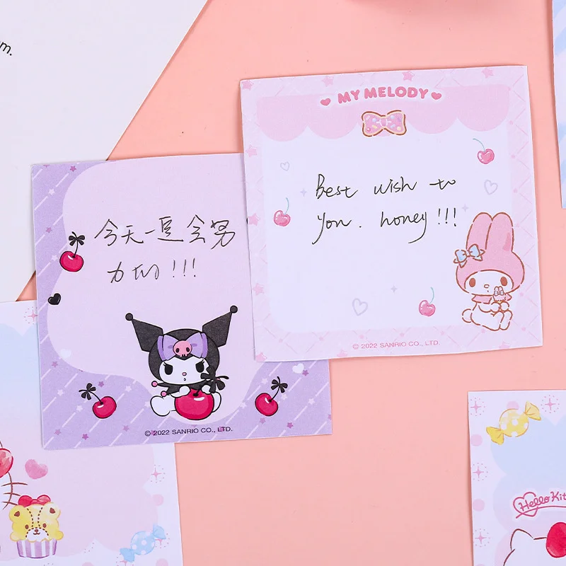 3 unids/loteKawaii Kitty Melody Bloc de notas Sanrio notas adhesivas Linda etiqueta de papelería Bloc de notas planificador pegatina suministros postales escolares