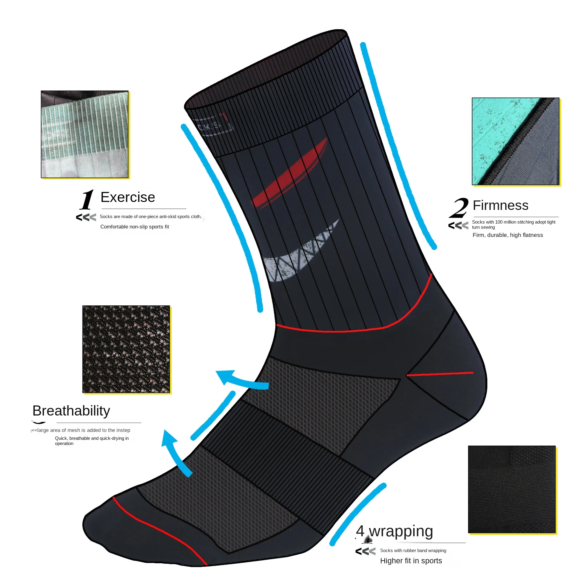 SPORCKS Motorcycle Riding Socks Bike Cycling Compression Mid Calf Athletic Ventilation Summer Sport Socks