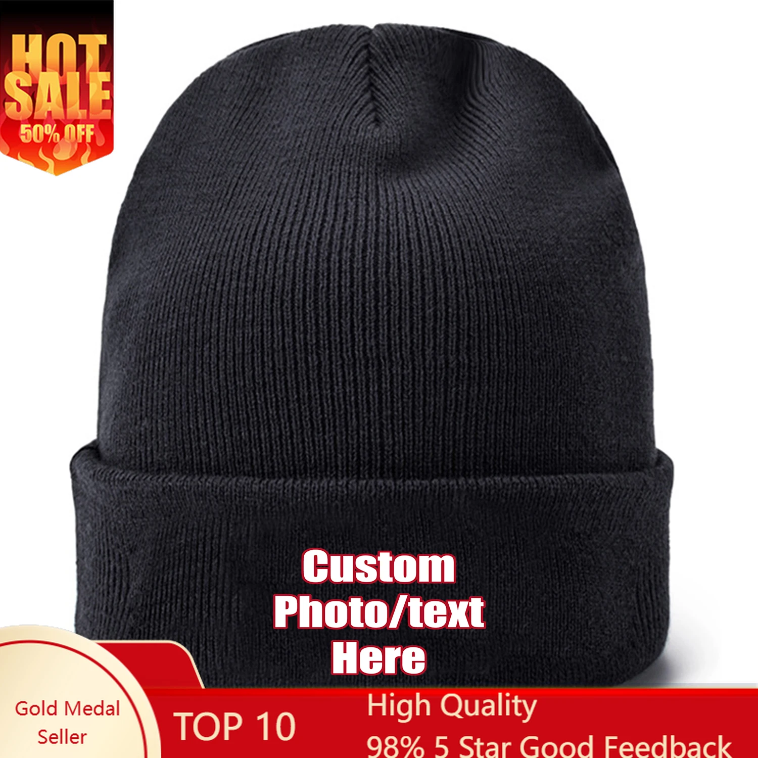 

Custom Knit Hat Men Wemen High Quality Beanie Caps Design Your Photo Text Logo Skull Cap GAA Crest Warm Winter Outdoor Hats