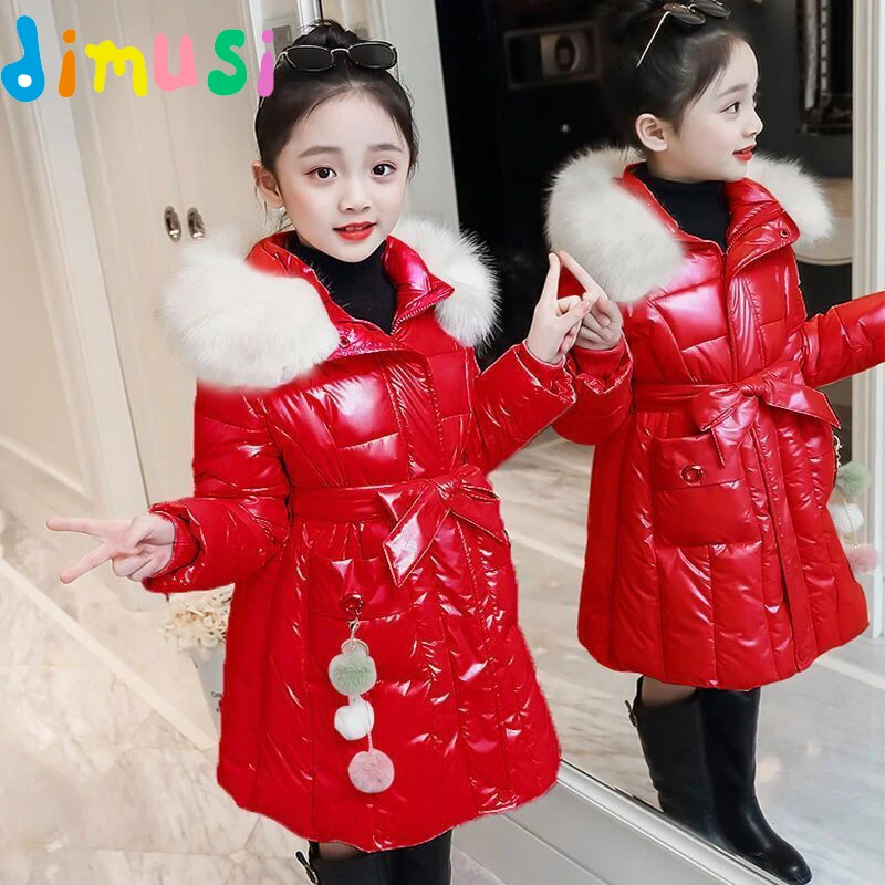 

Winter Kids Coat Outdoor Leisure Thickened Girls Medium Long Cotton Padded Coat Fashion Waterproof Warm Coat Children's Clothing