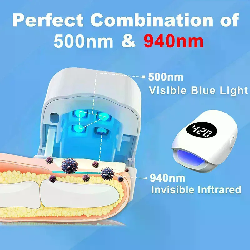 USB Charging Nail Fungus Treatment Device-930nm Infrared & 470nm Blue Light LED Laser Onychomycosis Nail Care Phototherapy Lamp