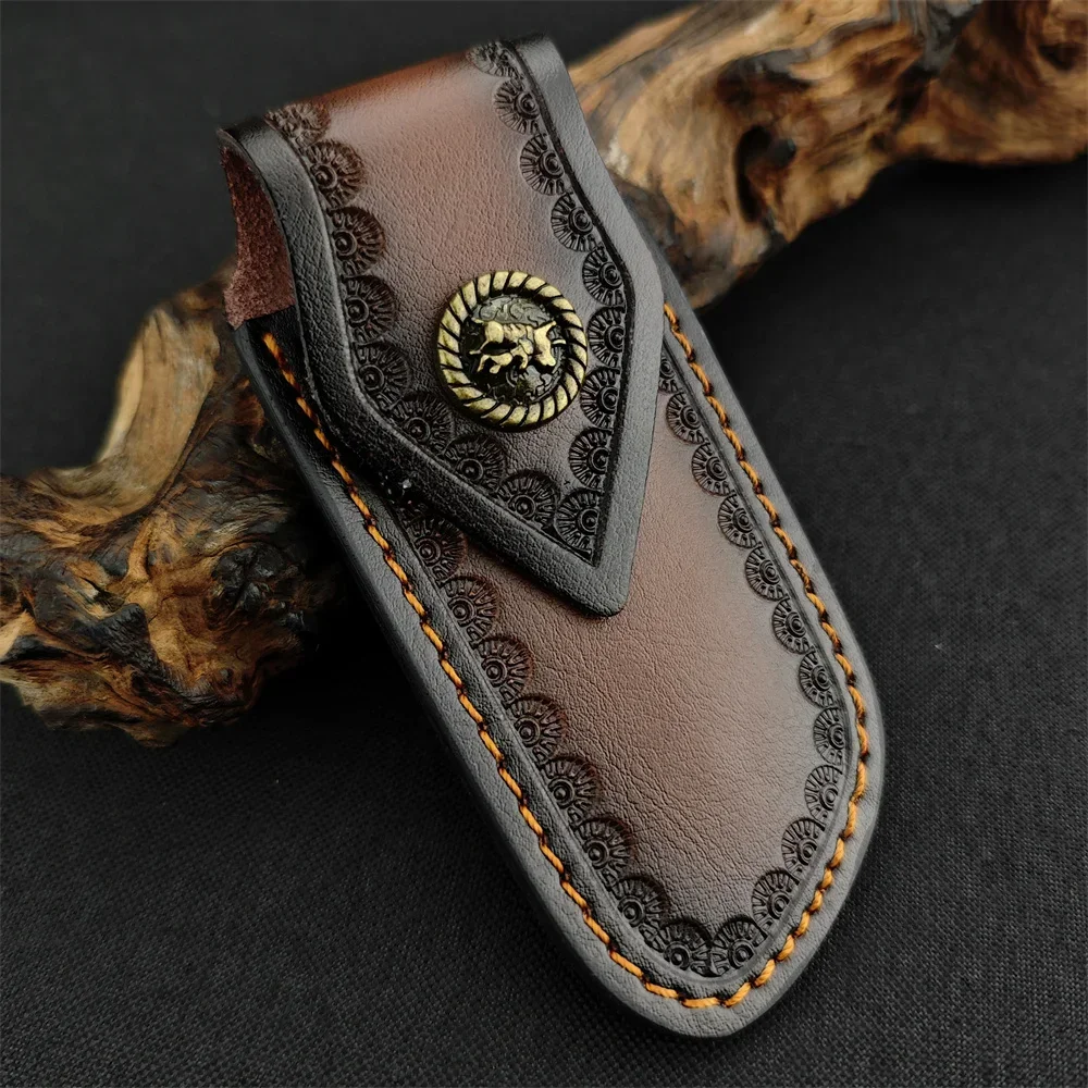 Outdoor Hunting Folding Knife Cowhide Knife  Cover Folding Knife Sheath Leather Knife Cover for Storage Portable Knife Sheath