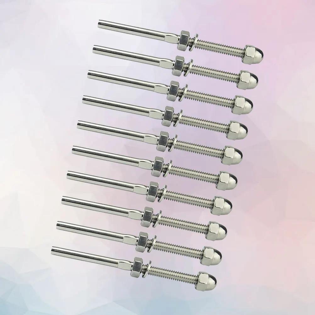 10 قطعة درابزين كابل الخيوط التوتر نهاية المناسب محطة 1/8 بوصة الفولاذ المقاوم للصدأ لسطح السفينة درج السبك البحرية عرافة الترباس