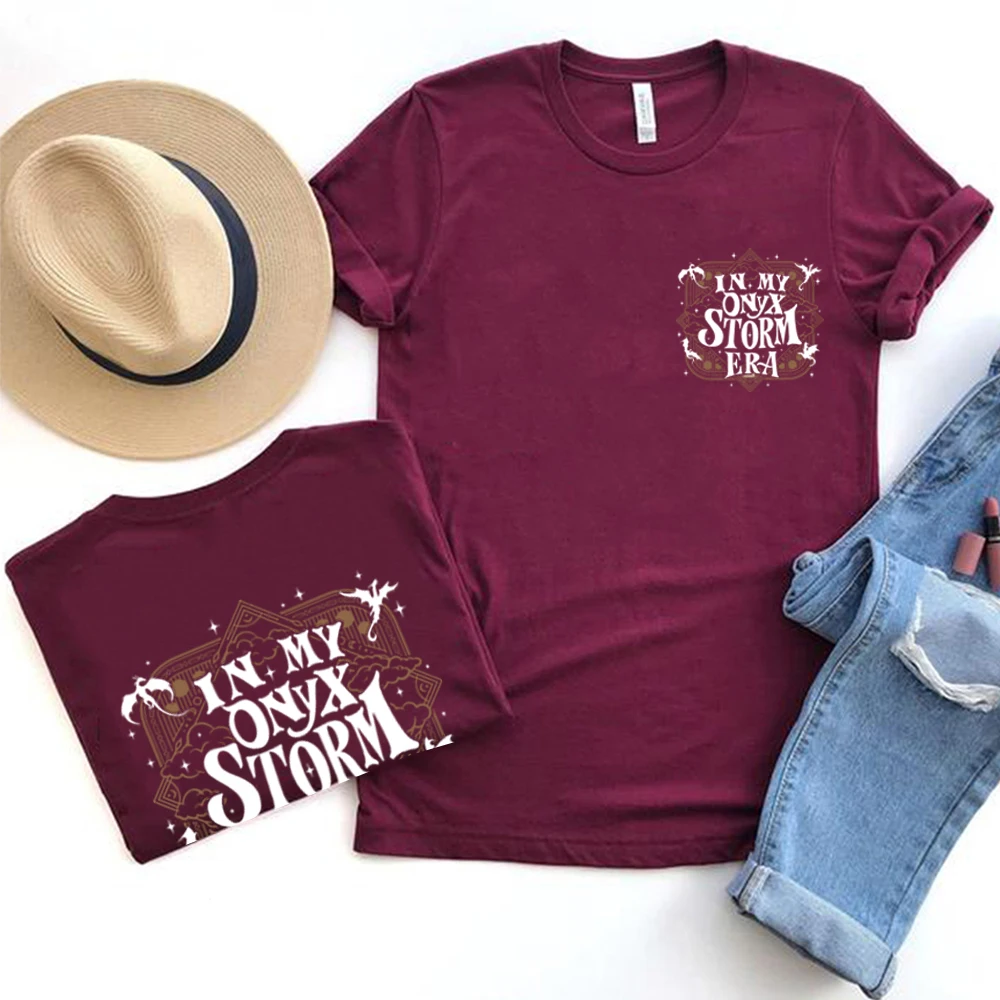 

2 Side Onyx Storm Basgiath War College T Shirt Xaden Riorson Shirt Unisex Short Sleeve Tees Fantasy Bookish Merch SJM Tshirt Top