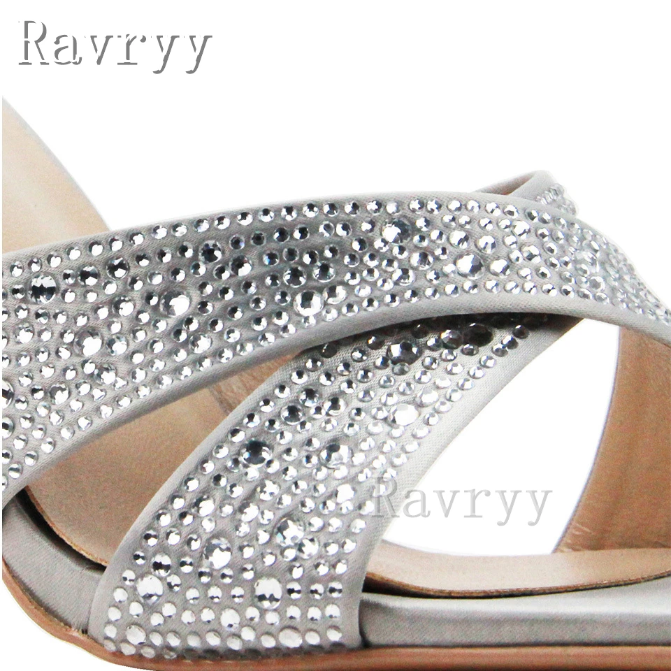 2023 New Design Crystal Stone Ball Heel Women's Slippers Satin Material with Diamond High Heel Shoes Out Side Office Lady Shoes