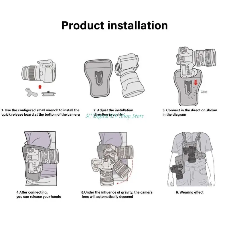 E74D Doppelter Kameragurt-Schultergurt für DSLR- und SLR-Kameras mit einem Gewicht von bis zu 4 kg und unterstützt – Detail 10