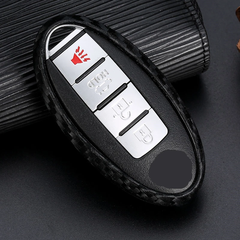 

WFMJ For Nissan Murano GT-R Infiniti Carbon Fiber Silicone Smart Key Chain Cover Case