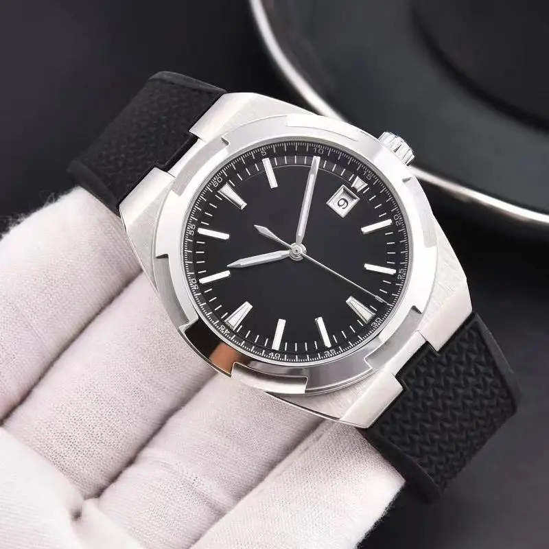 ساعة يد ميكانيكية أوتوماتيكية فاخرة للرجال باللون الأسود والأزرق والمطاط للرجال على طراز الخارج 41 ملم