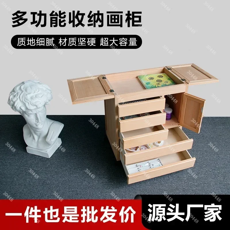 Art Storage Cart Mobile Painting Trolley Oil Painting Tool Classroom Paint Organizer Rack
