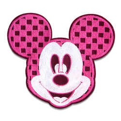 Disney Mickey Mouse Pink Chenille Icon Towel Embroidery Applique Patches For Clothing DIY Sew up Patch on the stickers