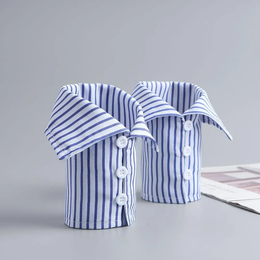 

Съемная рубашка в синюю полоску с искусственными рукавами Декоративные искусственные рукава для рук Легко носить Удобные накладные манжеты на запястье Офис